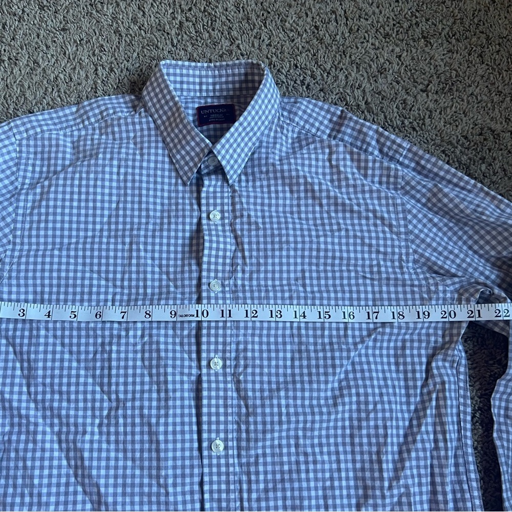 Untuckit Button Down Shirt Medium Gray Gingham No… - image 4